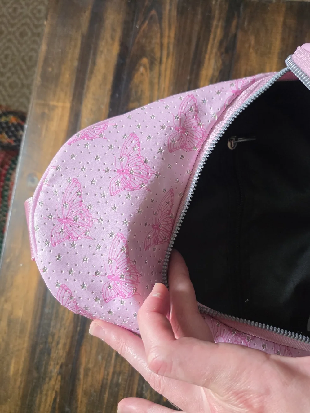 Pink Butterfly Crossbody Sling Bag